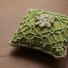 Linen pincushion - crochet motif