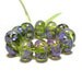 Handmade Mini Lampwork Glass Beads in Olive and Orchid Purple on Spring Green set of 12 - Orchids in Bloom