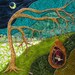 Cocoon, Original Fabric on Wood art