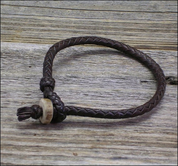 Items similar to Kangaroo Leather Bracelet with Deer Antler Button on Etsy