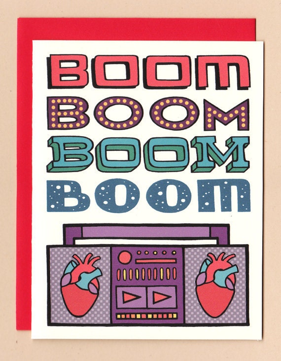 Heartbeat Boombox Card by BettyTurbo on Etsy