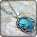 Lady of the Lake: oversize vintage aqua glass jewel silver art nouveau setting necklace