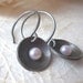 oxidized sterling silver cup earrings- pearl