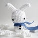 Snow Bun with a Blue Scarf - Amigurumi Bunny Rabbit
