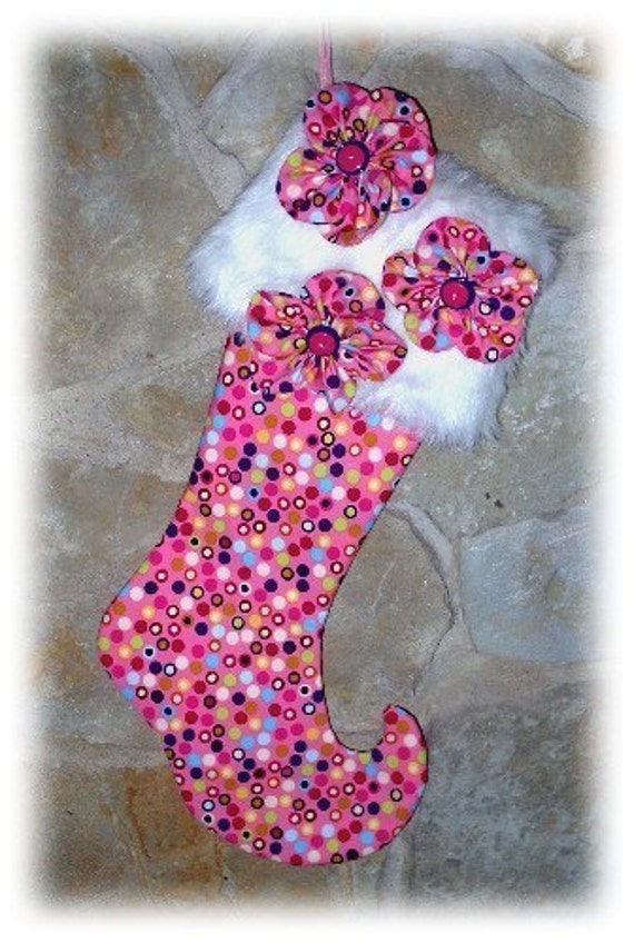 Download Fun and Funky Jester style Christmas Stocking Pink Polka Dot