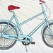 Bicycle illustration gouache paint and ink original 5x7 - Bike Love
