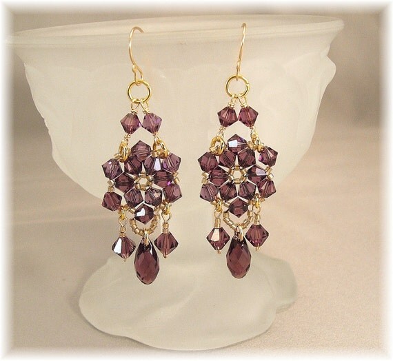 Amethyst Crystal Chandelier Earrings Purple Chandelier