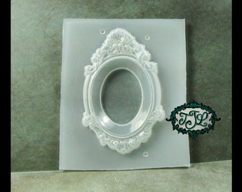 resin MOLD Baroque Jewelry Frame with bevel inset also for polymer clay, pmc, plaster, soaps, and candles