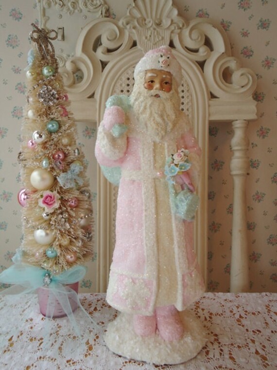 shabby santa pink roses pastel forget me nots and glitter shabby santa pink roses pastel forget me nots and glitter