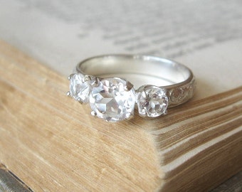 Rainbow Moonstone Ring  Promise Ring  Gemstone Stacking Ring 