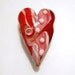 SALE Heart necklace, lampwork glass beads large hole jewelry, red and pink reversible pendant or focal SRA art glass, BHB