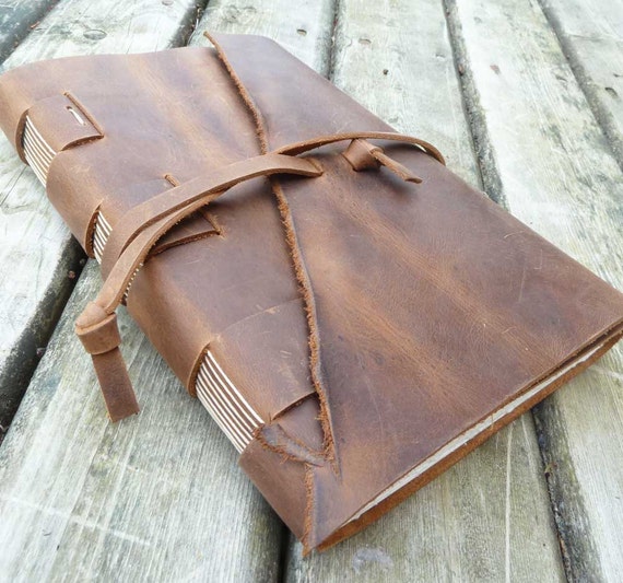 Leather Sketchbook with watercolour paper by MyHandboundBooks