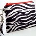 Zippered Wristlet with Detachable Wrist Strap-Zebra Print