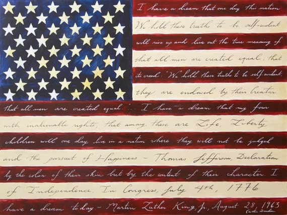 Items similar to I Have a Dream Declaration of Independence Flag Print