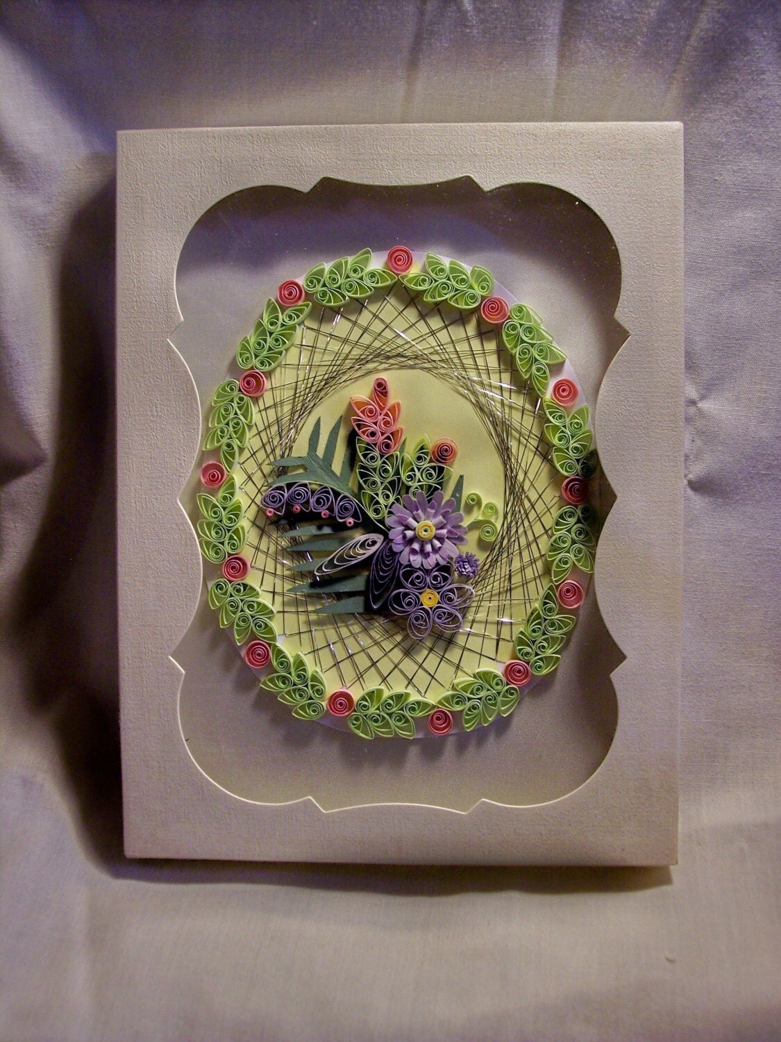 Quilled Oval and String Art Picture