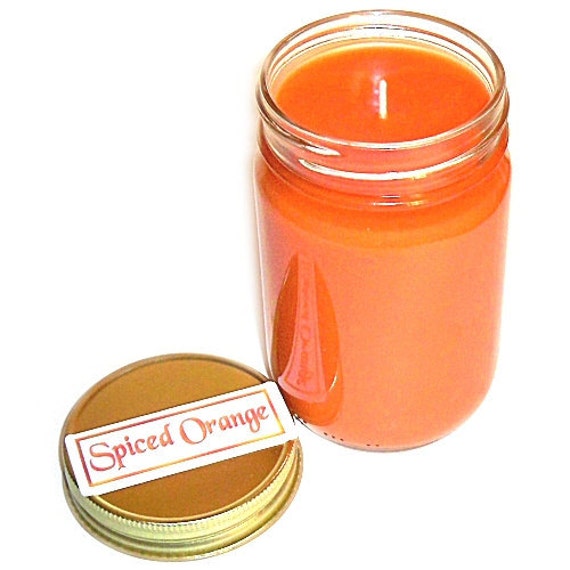 Spiced Orange Scent Mason Jar Candle 12 Oz Handmade