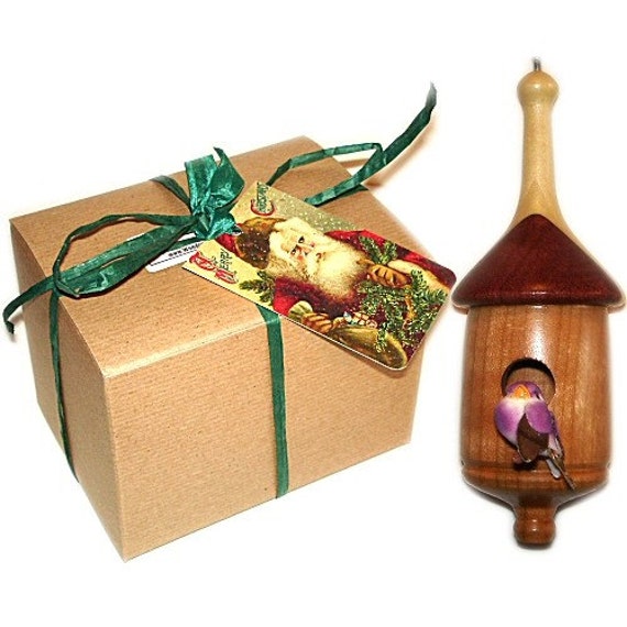 mini birdhouse christmas tree ornament wood gift wrapped 34 mini birdhouse christmas tree ornament wood gift wrapped 34