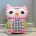 Owl stuffed pillow toy by PETUNIAS cute fun room decor colorful stuffy animal small toddler kids child photo prop