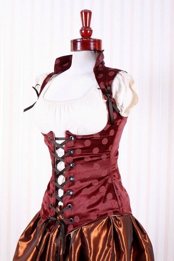 Waist 3436 Maroon Polka dot Vixen Corset