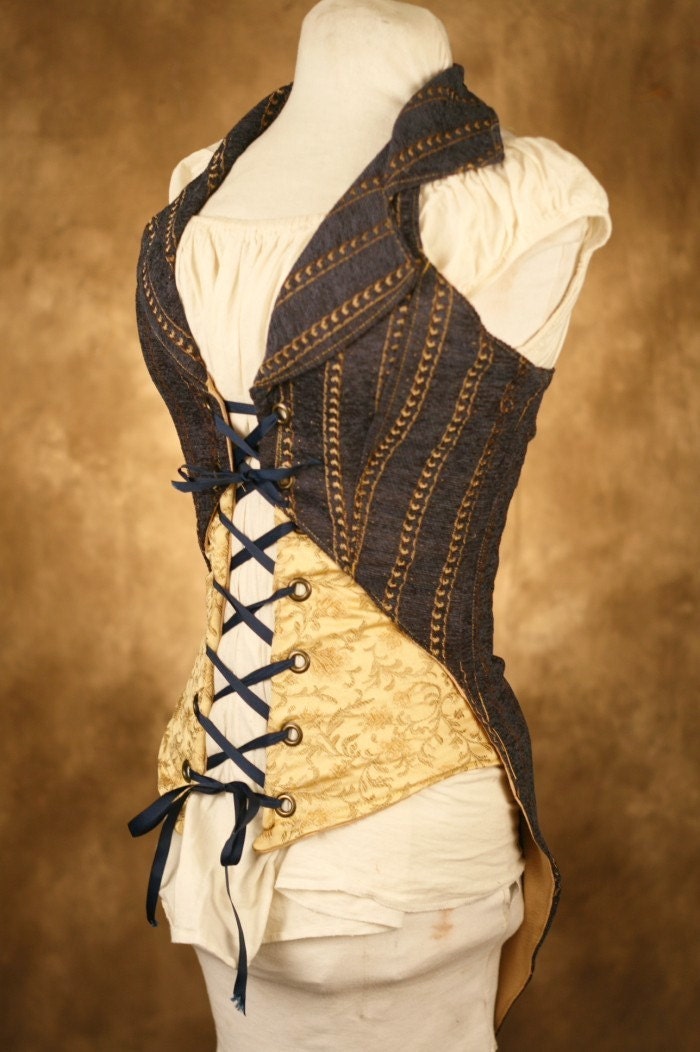 Navy Pirate Corset TOP ONLY by damselinthisdress on Etsy