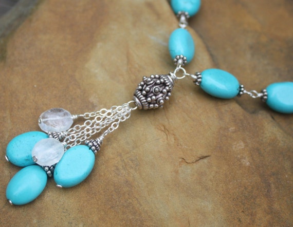 Turquoise NecklaceHandmade Gemstone Necklace Sterling Silver