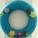 8" Scalloped Turquoise Felt Wreath with Owls