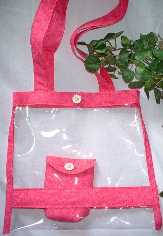 Clear Jelly Purse Handbag Security Bag Hot Pink by victorialynn