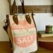 Midwest Salt- No 4 Crushed Rock - Vintage Seed Sack Shopper Tote- Americana Canvas & Leather OOAK Tote