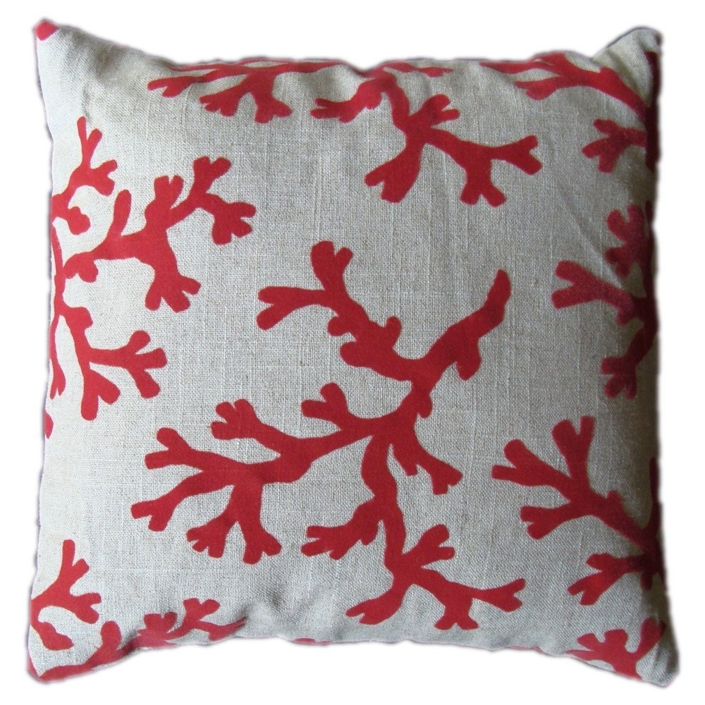 Coral 2 Flocked Linen Pillows