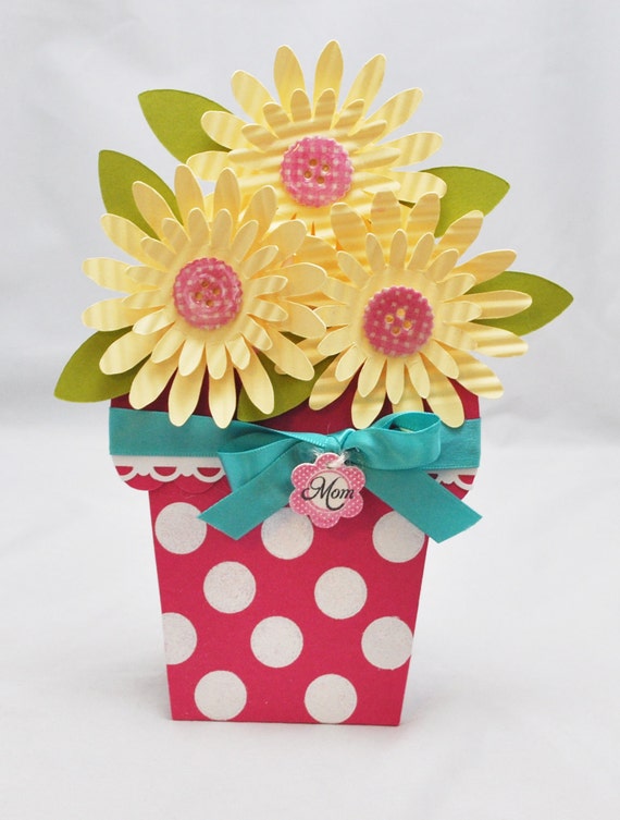 items similar to flower pot card for mom on etsy