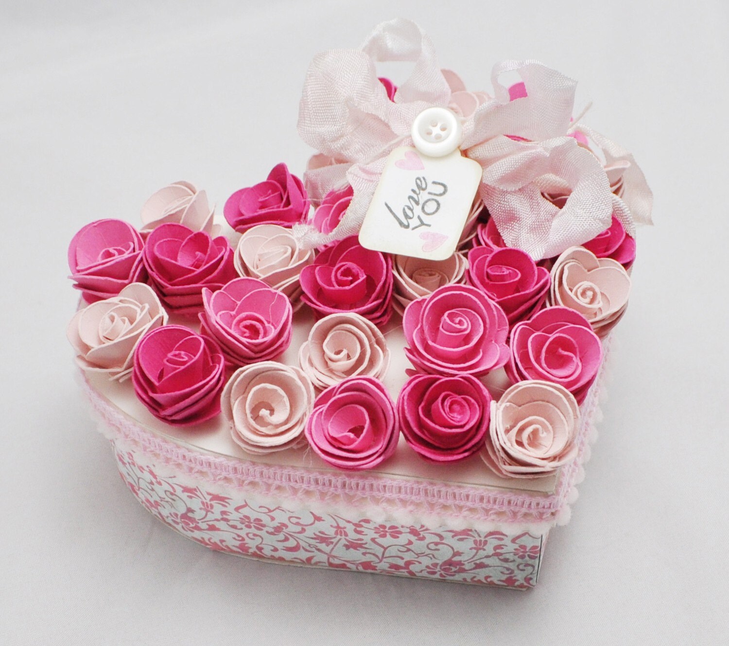 Heart Shaped Box With Roses Shabby Chic by CardsandMoorebyTerri