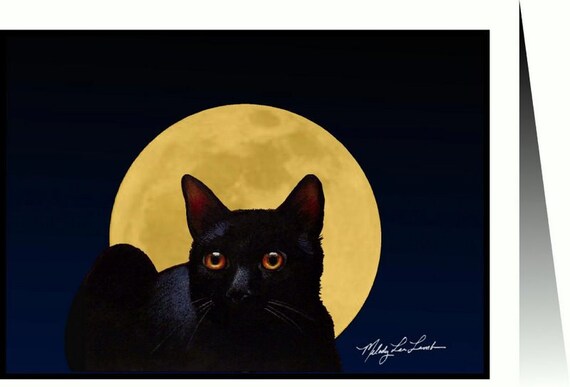 Black Cat Greeting Card by Melody Lea Lamb