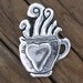 Rugged Sterling Silver COFFEE TEA Cup Pendant with Steam -23x32mm