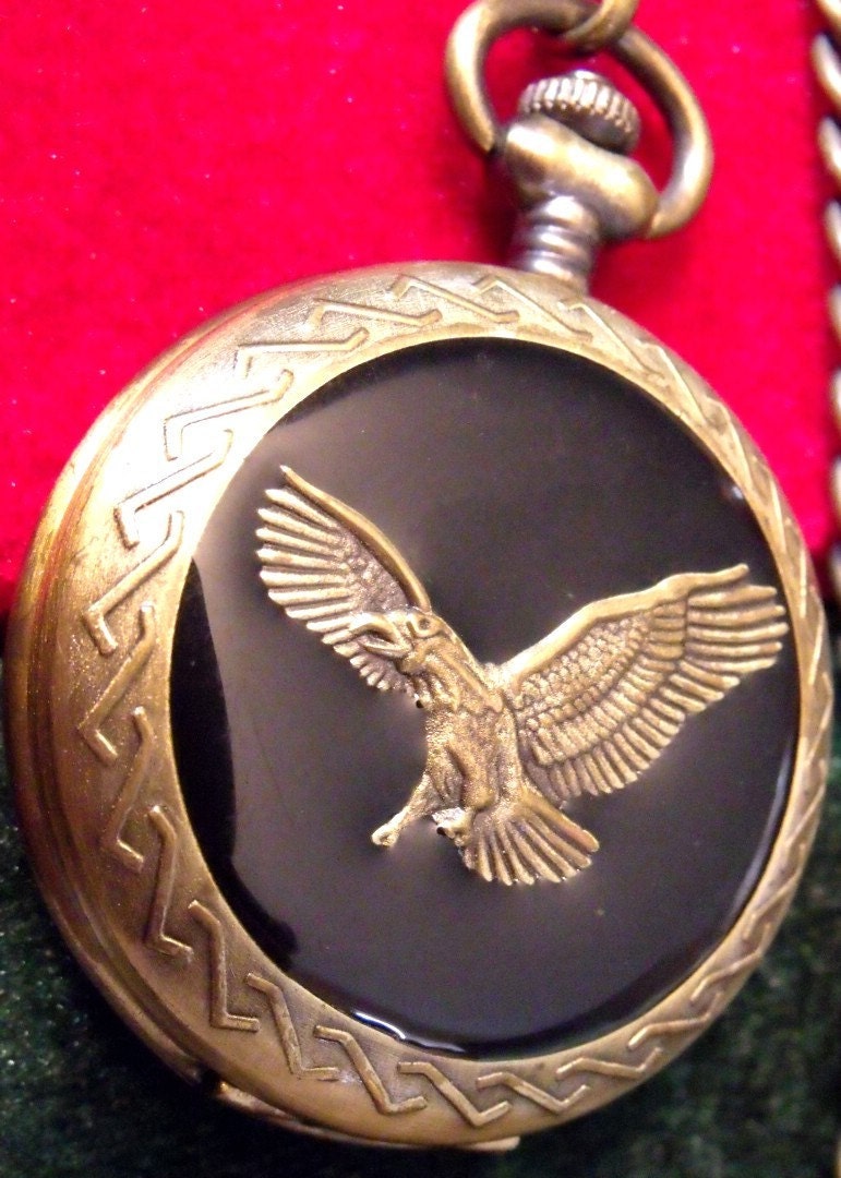 BENRUS Eagle Quartz Pocket Watch. Wear As Is Or Remove Door