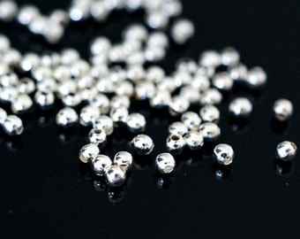 200pcs Silver Plated Beads 2mm
