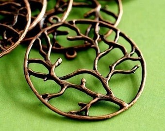10pcs Big Antique Copper Tree of Life Round Pendants EA10970Y-R