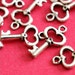 Lead Free 70pcs Antique Silver Small Heart Key Pendants LF11975Y