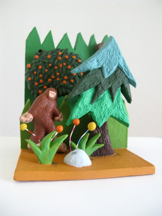 Bigfoot Diorama - Limited Edition Ceramic Mini Sculpture