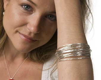 Sterling Silver Bangle Bracelets, silver bangles, sterling bangles, hammered bangles, silver hammered bangles, set of bangles