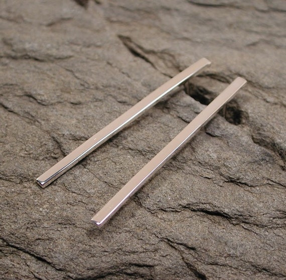 Contemporary Jewelry Straight Earrings Long Bar Studs Sterling
