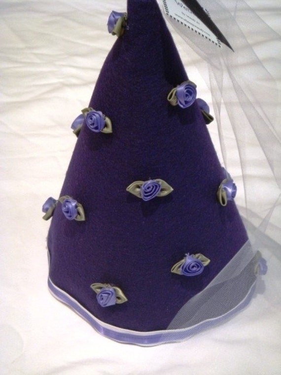 Royal Purple Felt Princess Hat with Purple Satin Flowers and Trim Il_570xn