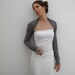 gray wool lace semi-sheer shrug neo victorian style, long sleeves