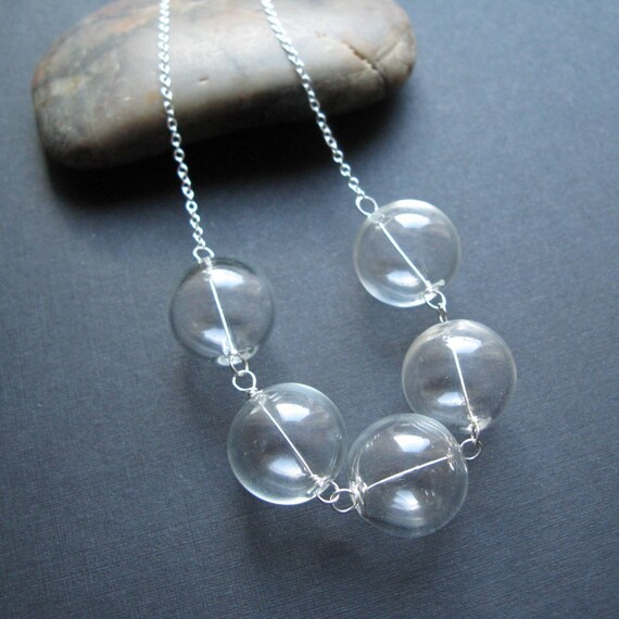 Hand Blown Glass Necklace Sterling Silver by KentonBeadworks