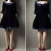 vintage cocktail party dress / blue velvet / holiday / pouf skirt / VICTOR COSTA / s