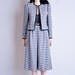 LOUIS FERAUD houndstooth skirt suit / wool / puff slv / s