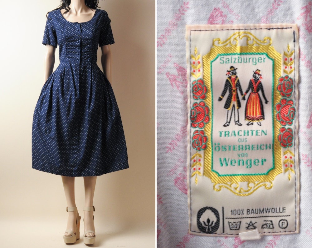 austrian dirndl dress. floral print day by persephonevintage