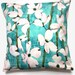 Two Aqua White Olive Brown Pillows Covers Dogwood Decorative Toss Throw Accent Pillow Covers 16 inch