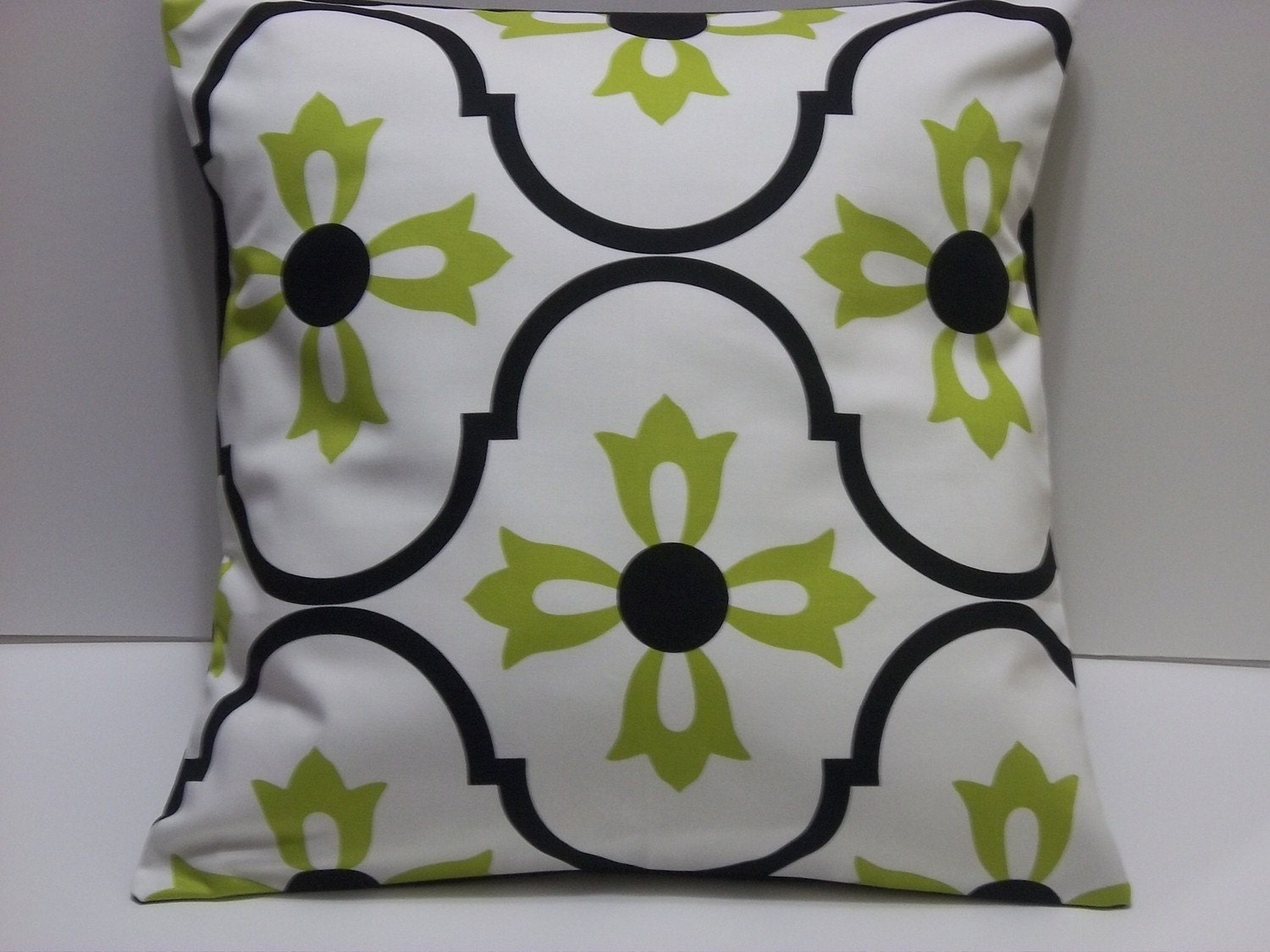 TWO Black White Lime Green Pillows by LynnesThisandThat on Etsy
