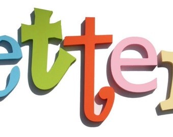 Custom Hand Painted Solid KiDs Wooden Nursery Letters - 10 inches