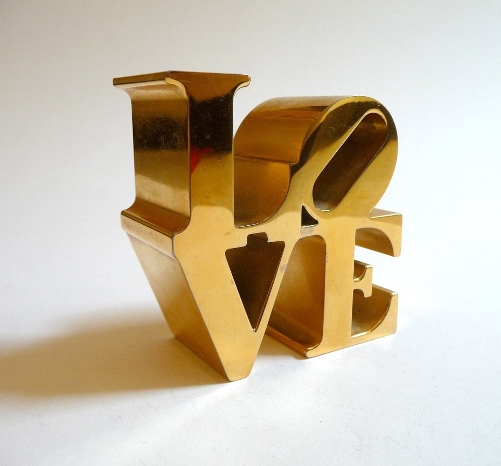 Vintage Gold Robert Indiana Love Sculpture